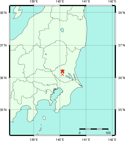 推定した震源の位置