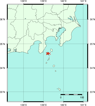 推定した震源の位置