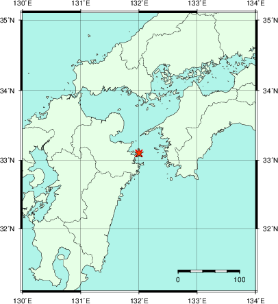 推定した震源の位置