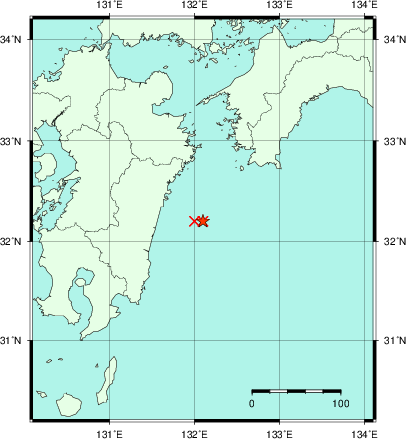 推定した震源の位置