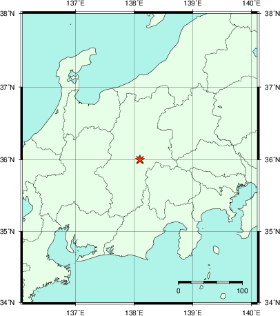 推定した震源の位置