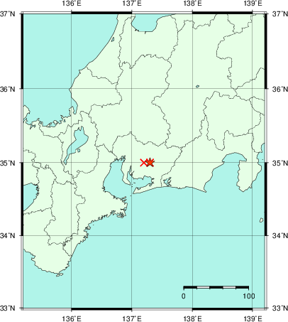 推定した震源の位置