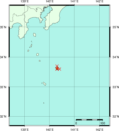 推定した震源の位置