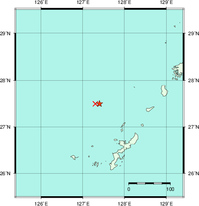 推定した震源の位置