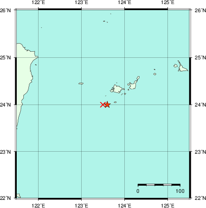 推定した震源の位置