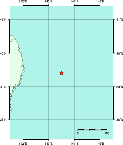 推定した震源の位置