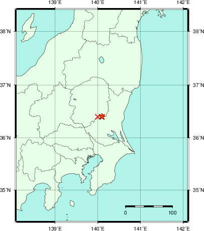 推定した震源の位置