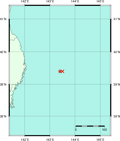 推定した震源の位置