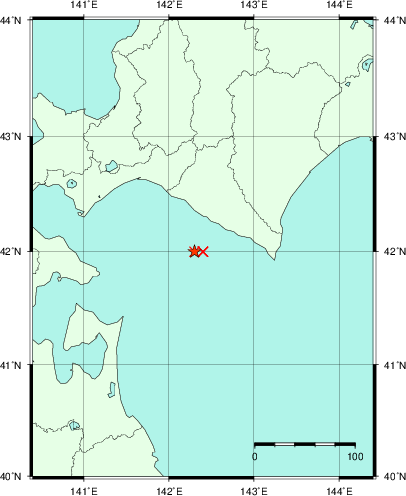 推定した震源の位置