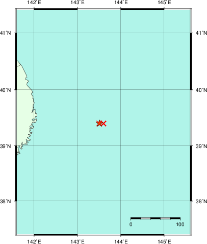 推定した震源の位置