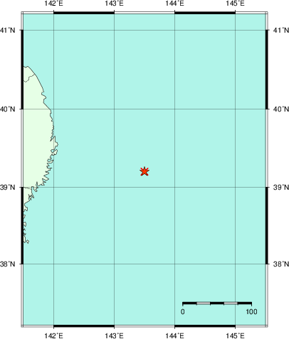 推定した震源の位置