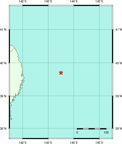 推定した震源の位置