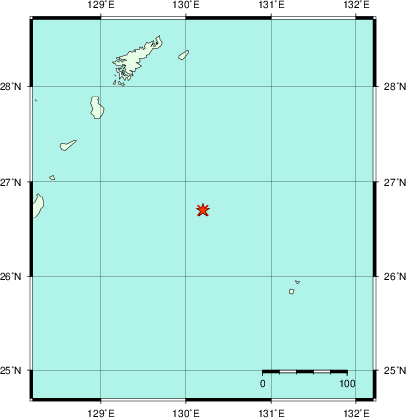 推定した震源の位置
