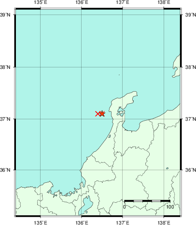 推定した震源の位置