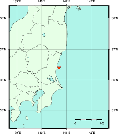 推定した震源の位置