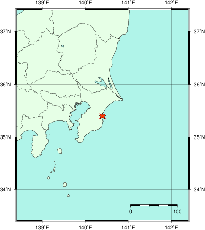 推定した震源の位置