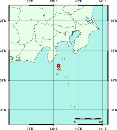 推定した震源の位置