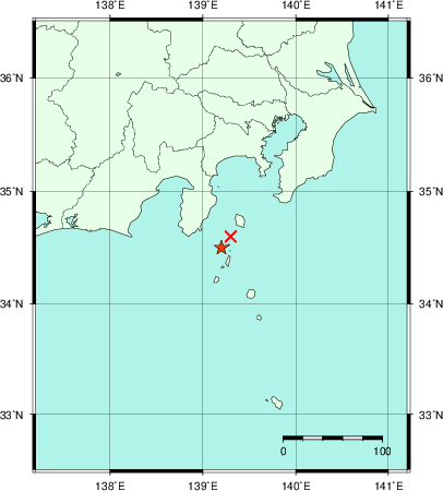 推定した震源の位置