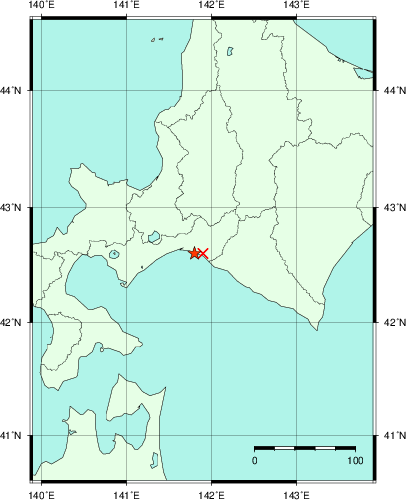 推定した震源の位置