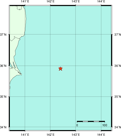 推定した震源の位置