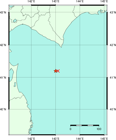 推定した震源の位置