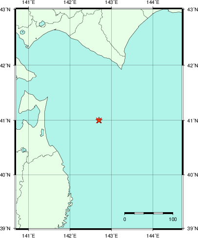推定した震源の位置