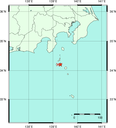 推定した震源の位置