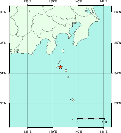 推定した震源の位置