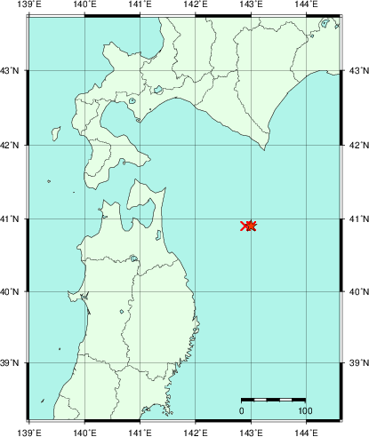 推定した震源の位置