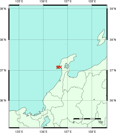 推定した震源の位置