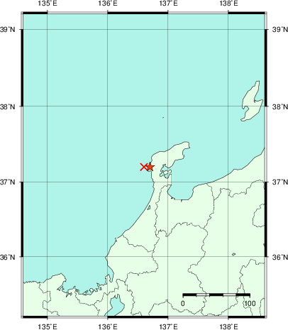 推定した震源の位置