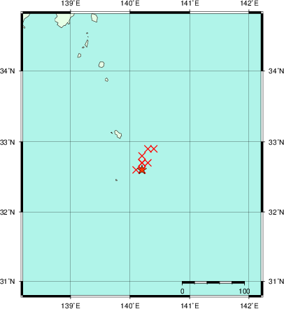 推定した震源の位置