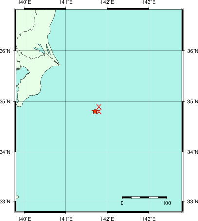 推定した震源の位置