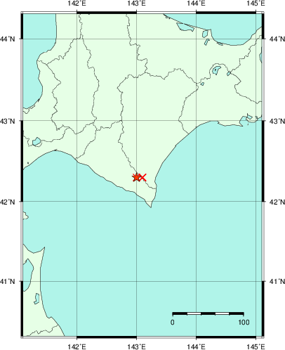 推定した震源の位置