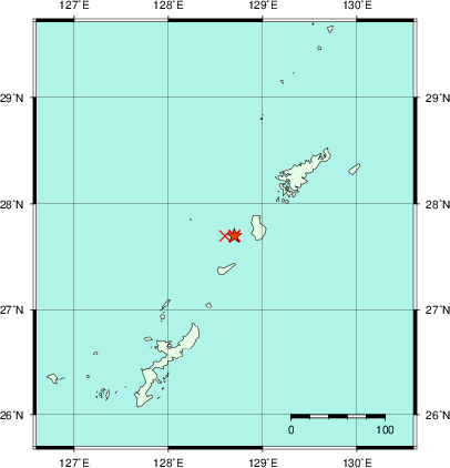 推定した震源の位置