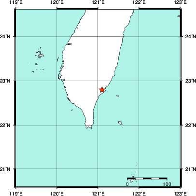 緊急地震速報第1報提供から主要動到達までの時間及び推計震度分布図
