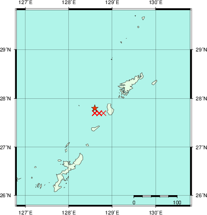 推定した震源の位置