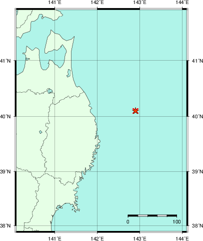 推定した震源の位置