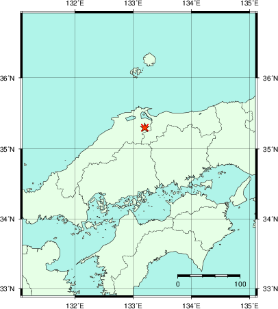 推定した震源の位置