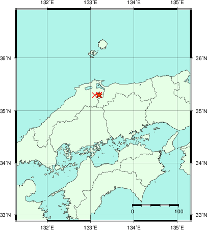 推定した震源の位置