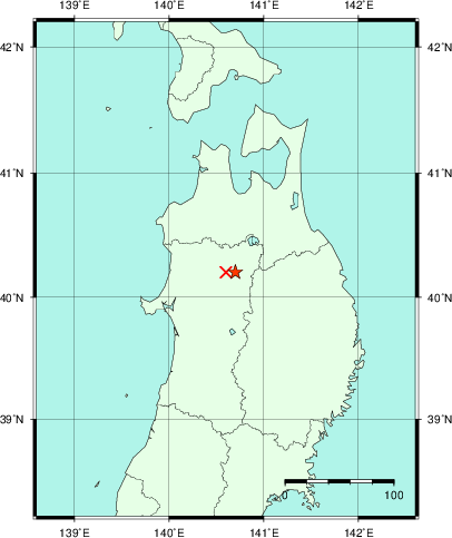 推定した震源の位置