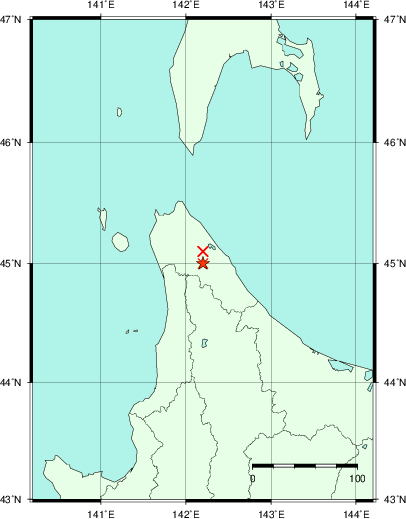 推定した震源の位置