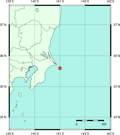 推定した震源の位置