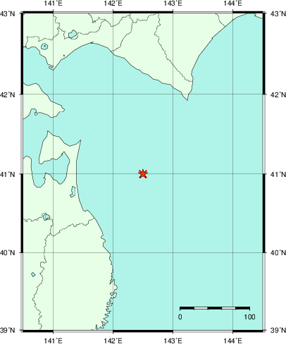 推定した震源の位置