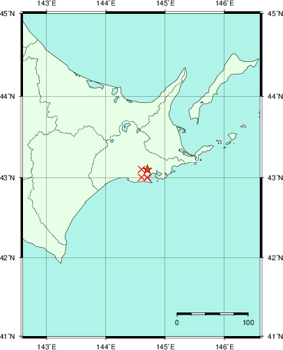 推定した震源の位置