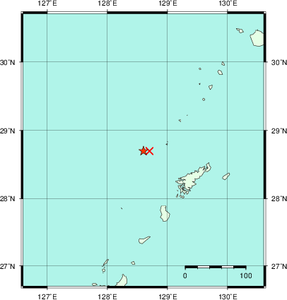 推定した震源の位置