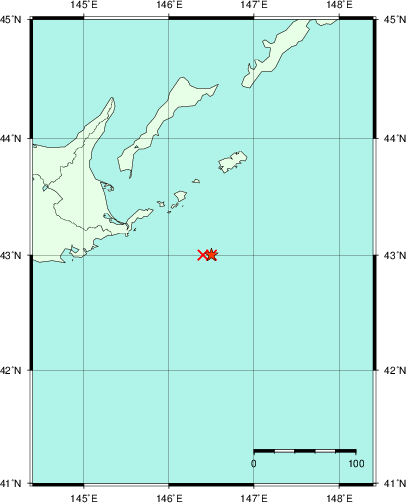 推定した震源の位置