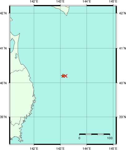 推定した震源の位置