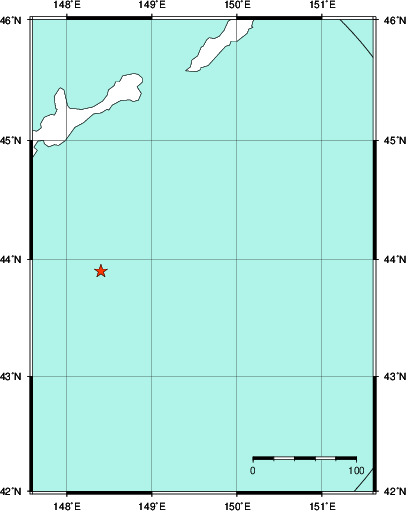 緊急地震速報第1報提供から主要動到達までの時間及び推計震度分布図