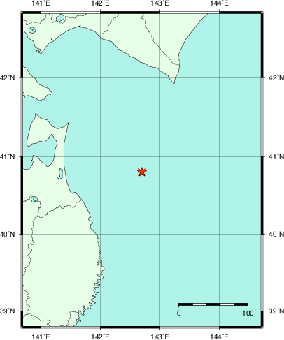 推定した震源の位置
